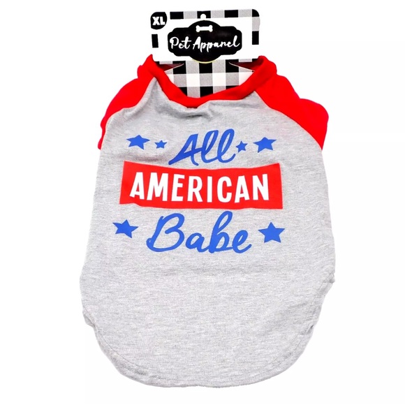 NEW Pet Apparel Pet T-Shirt All American Babe 4th of July Size XL Dog Shirt - Picture 1 of 4
